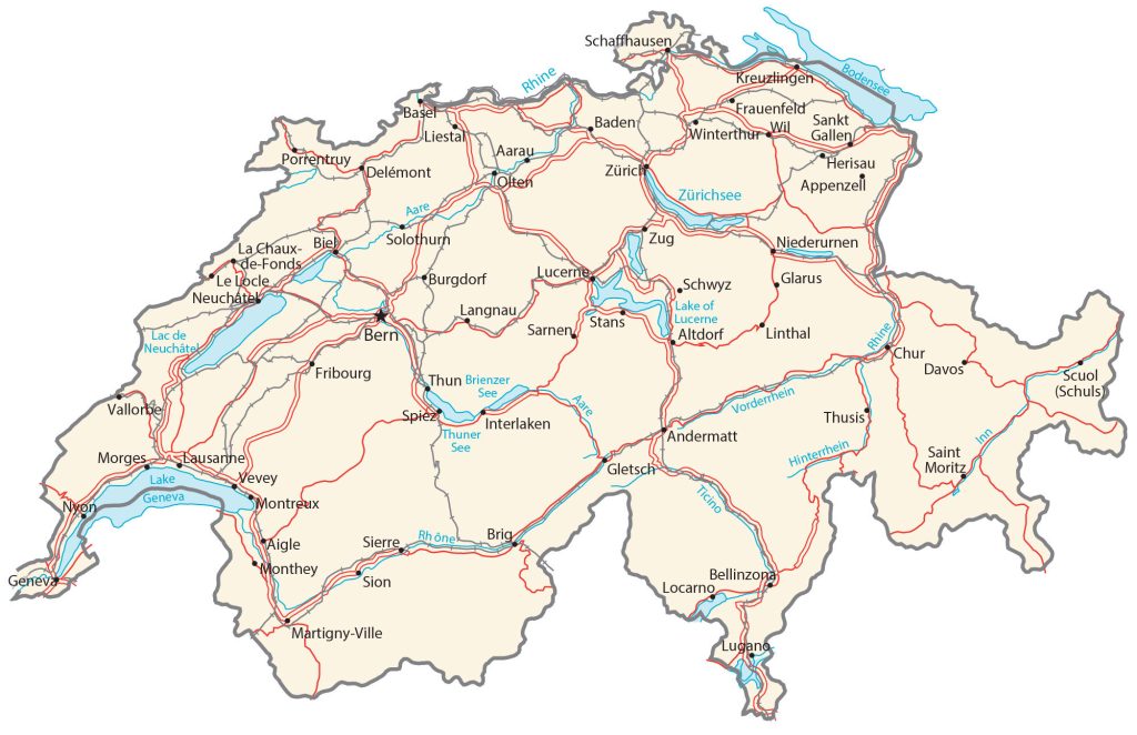 نقشه سوئیس - switzerland map