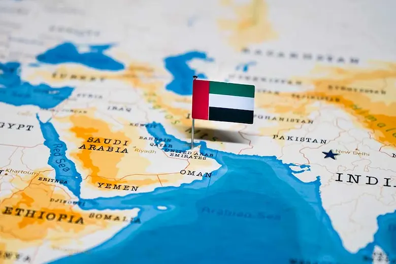 تصویری از امارات بر روی نقشه جهان